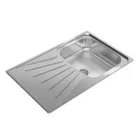 Stainless Steel Sink TEKA Single Bowl with Draining Board  for Built-in Installation 79x50cm STARBRIGHT 45 EASY