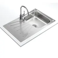 Stainless Steel Sink TEKA Single Bowl with Draining Board  for Built-in Installation 79x50cm STARBRIGHT 45 EASY