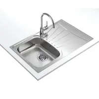 Stainless Steel Sink TEKA Single Bowl with Draining Board  for Built-in Installation 79x50cm STARBRIGHT 45 EASY