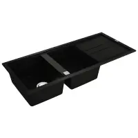 Liquid Granite Sink TEKA Double Bowl with Draining Board  for Built-in Installation 116x51cm NOVA 80 MAESTRO Black