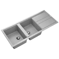 Liquid Granite Sink TEKA Double Bowl with Draining Board  for Built-in Installation 116x51cm NOVA 80 MAESTRO Stone Grey