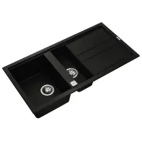 Liquid Granite Sink TEKA Double Bowl with Draining Board  for Built-in Installation 100x51cm NOVA 60 MAESTRO Black