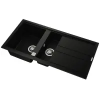 Liquid Granite Sink TEKA Double Bowl with Draining Board  for Built-in Installation 100x51cm NOVA 60 MAESTRO Black