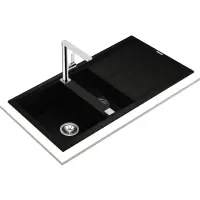 Liquid Granite Sink TEKA Double Bowl with Draining Board  for Built-in Installation 100x51cm NOVA 60 MAESTRO Black