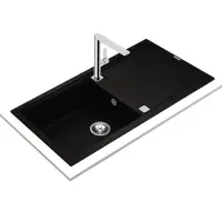 Liquid Granite Sink TEKA Single Bowl with Draining Board  for Built-in Installation 100x51cm NOVA 60 MAESTRO Black