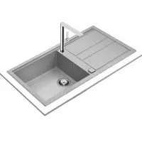 Liquid Granite Sink TEKA Single Bowl with Draining Board  for Built-in Installation 100x51cm NOVA 60 MAESTRO Stone Grey