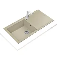 Liquid Granite Sink TEKA Single Bowl with Draining Board  for Built-in Installation 100x51cm NOVA 60 MAESTRO Topaz Beige