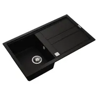 Liquid Granite Sink TEKA Single Bowl with Draining Board  for Built-in Installation 86x51cm NOVA 45 MAESTRO Black