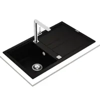 Liquid Granite Sink TEKA Single Bowl with Draining Board  for Built-in Installation 86x51cm NOVA 45 MAESTRO Black