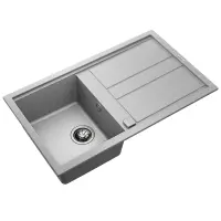 Liquid Granite Sink TEKA Single Bowl with Draining Board  for Built-in Installation 86x51cm NOVA 45 MAESTRO Stone Grey