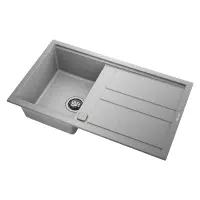 Liquid Granite Sink TEKA Single Bowl with Draining Board  for Built-in Installation 86x51cm NOVA 45 MAESTRO Stone Grey