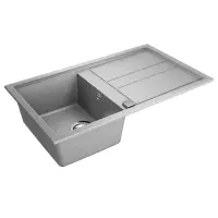 Liquid Granite Sink TEKA Single Bowl with Draining Board  for Built-in Installation 86x51cm NOVA 45 MAESTRO Stone Grey