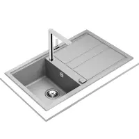 Liquid Granite Sink TEKA Single Bowl with Draining Board  for Built-in Installation 86x51cm NOVA 45 MAESTRO Stone Grey