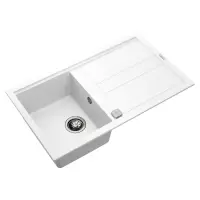 Liquid Granite Sink TEKA Single Bowl with Draining Board  for Built-in Installation 86x51cm NOVA 45 MAESTRO White