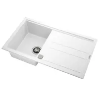 Liquid Granite Sink TEKA Single Bowl with Draining Board  for Built-in Installation 86x51cm NOVA 45 MAESTRO White