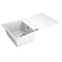 Liquid Granite Sink TEKA Single Bowl with Draining Board  for Built-in Installation 86x51cm NOVA 45 MAESTRO White