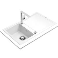 Liquid Granite Sink TEKA Single Bowl with Draining Board  for Built-in Installation 86x51cm NOVA 45 MAESTRO White