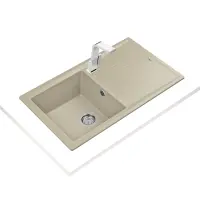 Liquid Granite Sink TEKA Single Bowl with Draining Board  for Built-in Installation 86x51cm STONE 50 MAESTRO Topaz Beige