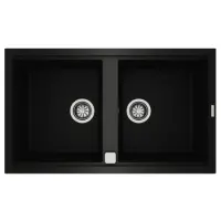 Liquid Granite Sink TEKA Double Bowl  for Built-in Installation 86x51cm NOVA 90 MAESTRO Black