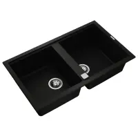 Liquid Granite Sink TEKA Double Bowl  for Built-in Installation 86x51cm NOVA 90 MAESTRO Black