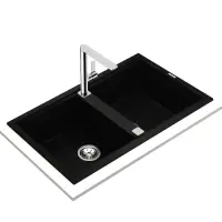 Liquid Granite Sink TEKA Double Bowl  for Built-in Installation 86x51cm NOVA 90 MAESTRO Black