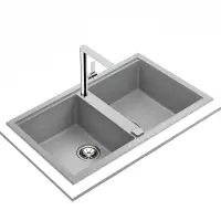 Liquid Granite Sink TEKA Double Bowl  for Built-in Installation 86x51cm NOVA 90 MAESTRO Stone Grey