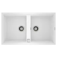 Liquid Granite Sink TEKA Double Bowl  for Built-in Installation 86x51cm NOVA 90 MAESTRO White