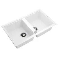 Liquid Granite Sink TEKA Double Bowl  for Built-in Installation 86x51cm NOVA 90 MAESTRO White