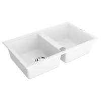 Liquid Granite Sink TEKA Double Bowl  for Built-in Installation 86x51cm NOVA 90 MAESTRO White