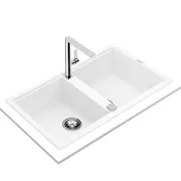 Liquid Granite Sink TEKA Double Bowl  for Built-in Installation 86x51cm NOVA 90 MAESTRO White