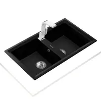 Liquid Granite Sink TEKA Double Bowl  for Built-in Installation 86x51cm NOVA 90 MAESTRO Black