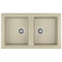 Liquid Granite Sink TEKA Double Bowl  for Built-in Installation 86x51cm NOVA 90 MAESTRO Topaz Beige