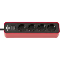 Brennenstuhl Power Strip with 4 Suko Input Ports and On/Off Switch Cable 1.5 m Red/Black