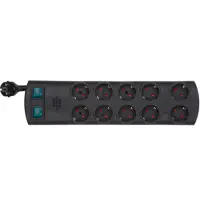 Brennenstuhl Power Strip with 10 Suko Input Ports and On/Off Switch 2m Cable Black