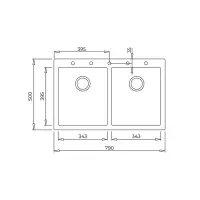 Liquid Granite Sink TEKA Double Bowl  for Built-in Installation 79x50cm FORSQUARE 2B MAESTRO Black