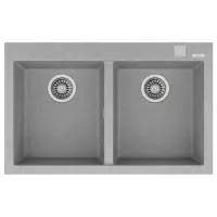 Liquid Granite Sink TEKA Double Bowl  for Built-in Installation 79x50cm FORSQUARE 2B MAESTRO Stone Grey