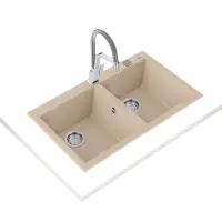 Liquid Granite Sink TEKA Double Bowl  for Built-in Installation 79x50cm FORSQUARE 2B MAESTRO Avena Beige