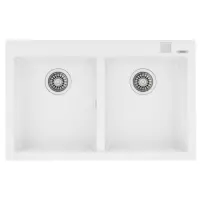 Liquid Granite Sink TEKA Double Bowl  for Built-in Installation 79x50cm FORSQUARE 2B MAESTRO Arctic White