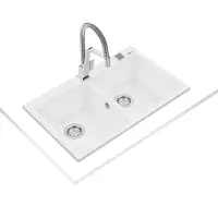 Liquid Granite Sink TEKA Double Bowl  for Built-in Installation 79x50cm FORSQUARE 2B MAESTRO Arctic White