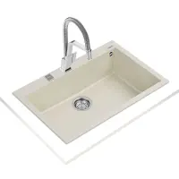 Liquid Granite Sink TEKA Single Bowl  for Built-in Installation 79x50cm FORSQUARE 72  MAESTRO Bright Cream