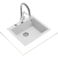 Liquid Granite Sink TEKA Single Bowl  for Built-in Installation 57x50cm FORSQUARE 50  MAESTRO Artic White