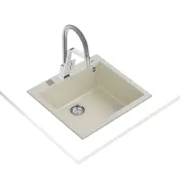 Liquid Granite Sink TEKA Single Bowl  for Built-in Installation 57x50cm FORSQUARE 50  MAESTRO Bright Cream