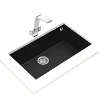 Liquid Granite Sink TEKA Single Bowl Undermount Installation 76x44cm SQUARE 72  MAESTRO Black