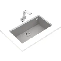 Liquid Granite Sink TEKA Single Bowl Undermount Installation 76x44cm SQUARE 72  MAESTRO Stone Grey