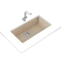 Liquid Granite Sink TEKA Single Bowl Undermount Installation 76x44cm SQUARE 72  MAESTRO Avena Beige