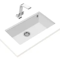 Liquid Granite Sink TEKA Single Bowl Undermount Installation 76x44cm SQUARE 72  MAESTRO Artic White