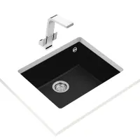 Liquid Granite Sink TEKA Single Bowl Undermount Installation 54x44cm SQUARE 50  MAESTRO Black