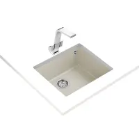 Liquid Granite Sink TEKA Single Bowl Undermount Installation 54x44cm SQUARE 50  MAESTRO Bright Cream