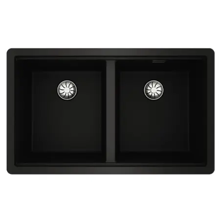 Liquid Granite Sink TEKA Double Bowl Undermount Installation 75x45.6 cm RADEA R10  MAESTRO Black