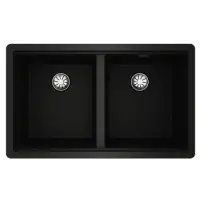 Liquid Granite Sink TEKA Double Bowl Undermount Installation 75x45.6 cm RADEA R10  MAESTRO Black